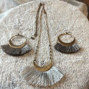 Boho Fringe Necklace and Earring Set